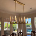 55 Inch Fluted-Glass Candlestick Linear Chandelier - Cannele