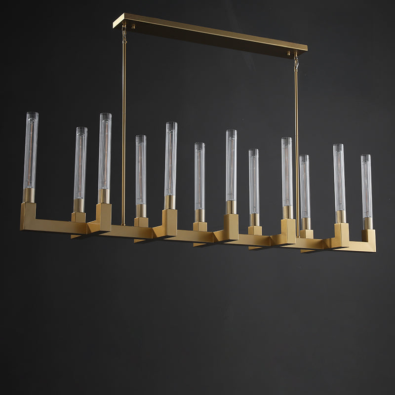 55 Inch Fluted-Glass Candlestick Linear Chandelier - Cannele