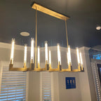 55 Inch Fluted-Glass Candlestick Linear Chandelier - Cannele