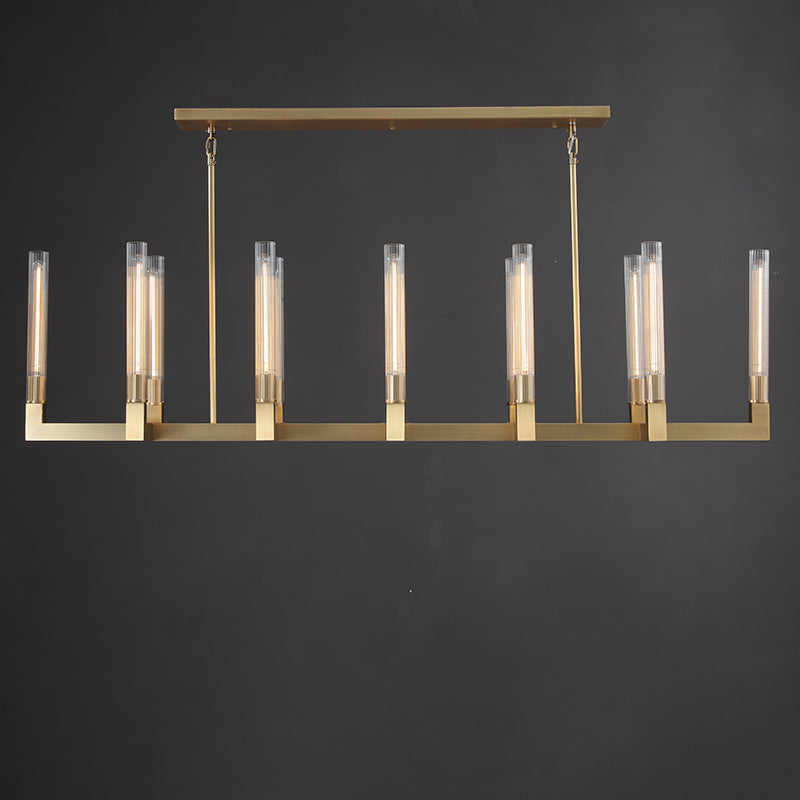 55 Inch Fluted-Glass Candlestick Linear Chandelier - Cannele