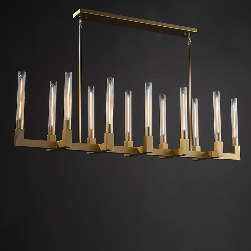55 Inch Fluted-Glass Candlestick Linear Chandelier - Cannele