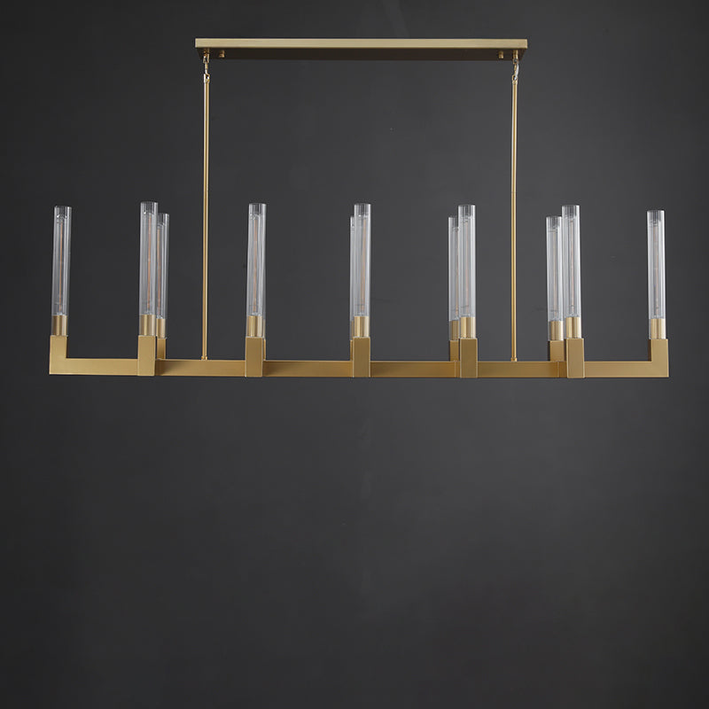 55 Inch Fluted-Glass Candlestick Linear Chandelier - Cannele
