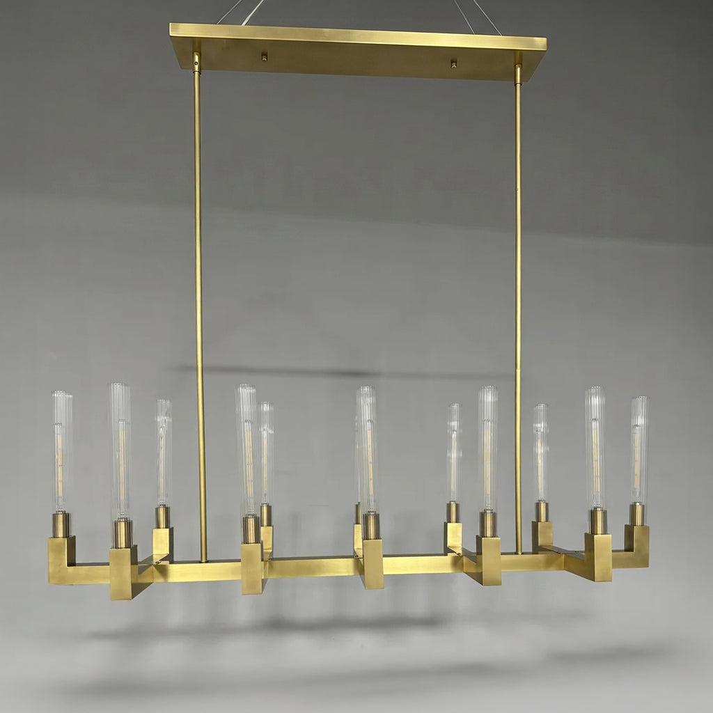 55 Inch Fluted Glass Candle Linear Chandelier - Cannele