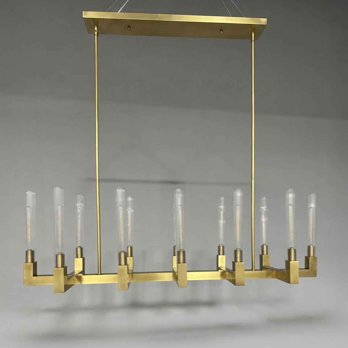 55 Inch Fluted Glass Candle Linear Chandelier - Cannele