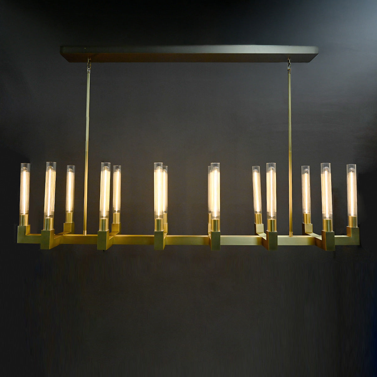 67 Inch Fluted-Glass Candlestick Linear Chandelier - Cannele