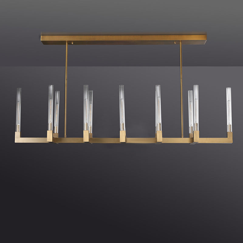 67 Inch Fluted-Glass Candlestick Linear Chandelier - Cannele