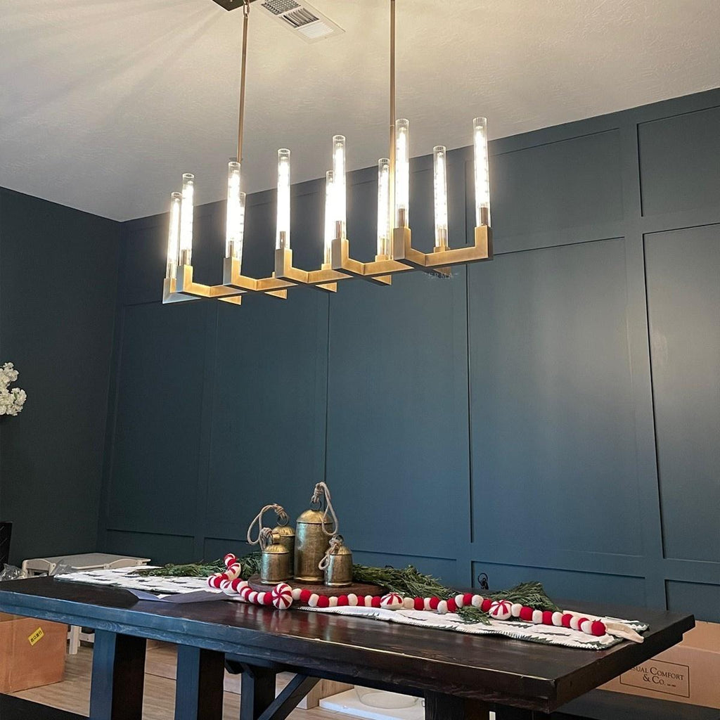 67 Inch Fluted-Glass Candlestick Linear Chandelier - Cannele
