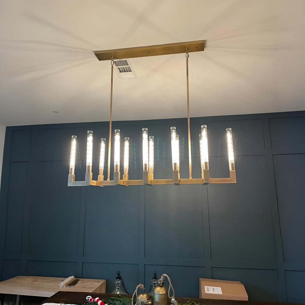 67 Inch Fluted Glass Candlestick Linear Chandelier - Cannele