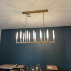 67 Inch Fluted Glass Candlestick Linear Chandelier - Cannele