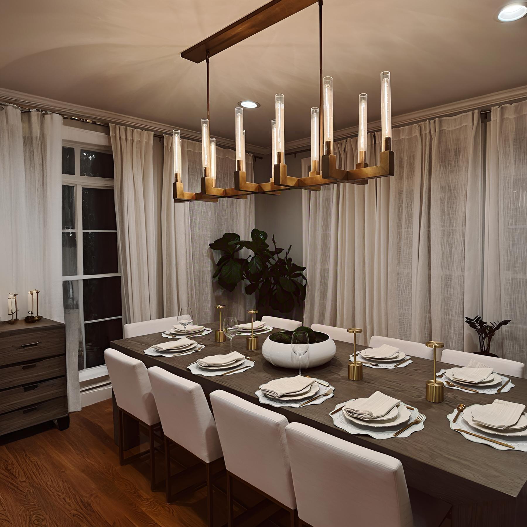 67 Inch Fluted Glass Candlestick Linear Chandelier - Cannele