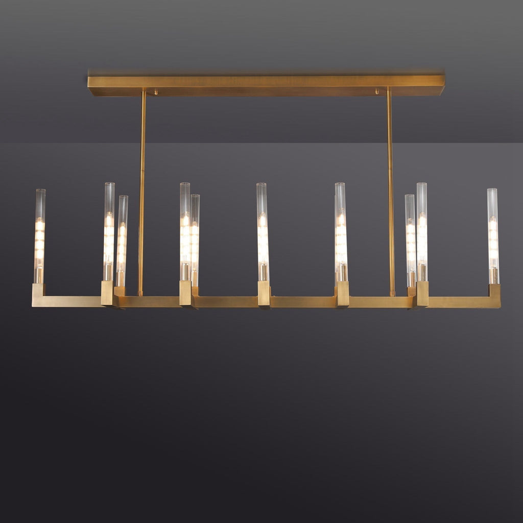 67 Inch Fluted-Glass Candlestick Linear Chandelier - Cannele