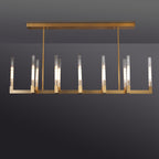 67 Inch Fluted-Glass Candlestick Linear Chandelier - Cannele