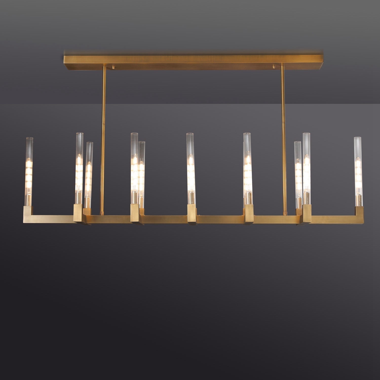 67 Inch Fluted-Glass Candlestick Linear Chandelier - Cannele