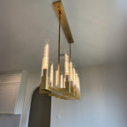 67 Inch Fluted-Glass Candlestick Linear Chandelier - Cannele