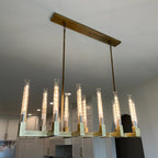 67 Inch Fluted-Glass Candlestick Linear Chandelier - Cannele
