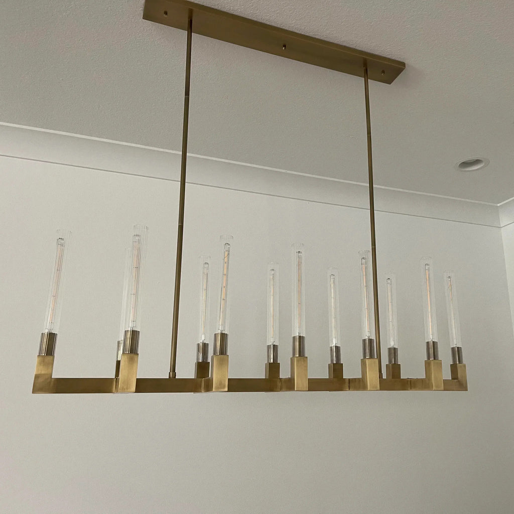 67 Inch Fluted Glass Candle Linear Chandelier - Cannele
