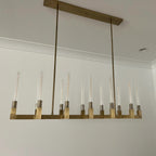 67 Inch Fluted Glass Candle Linear Chandelier - Cannele