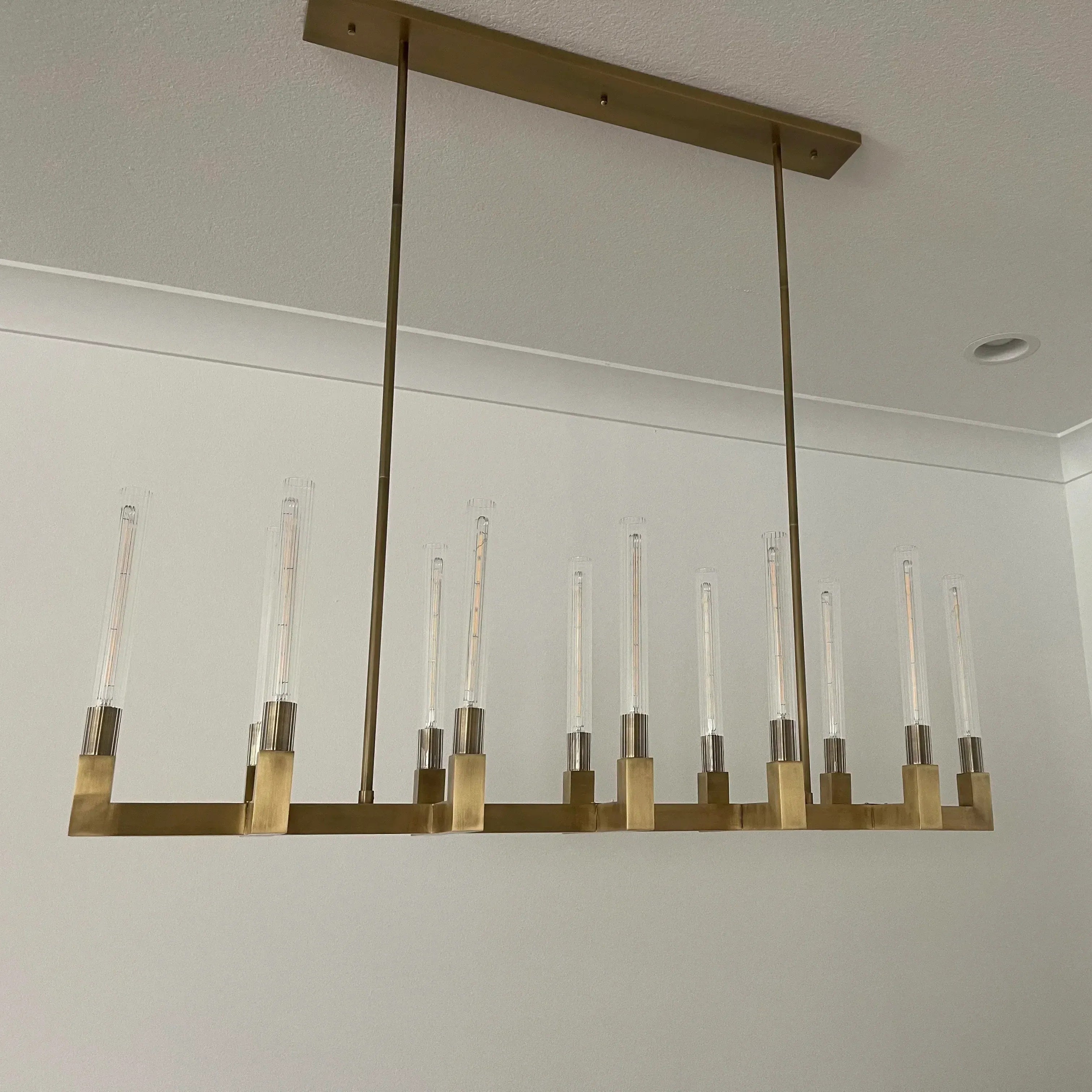 67 Inch Fluted Glass Candle Linear Chandelier - Cannele
