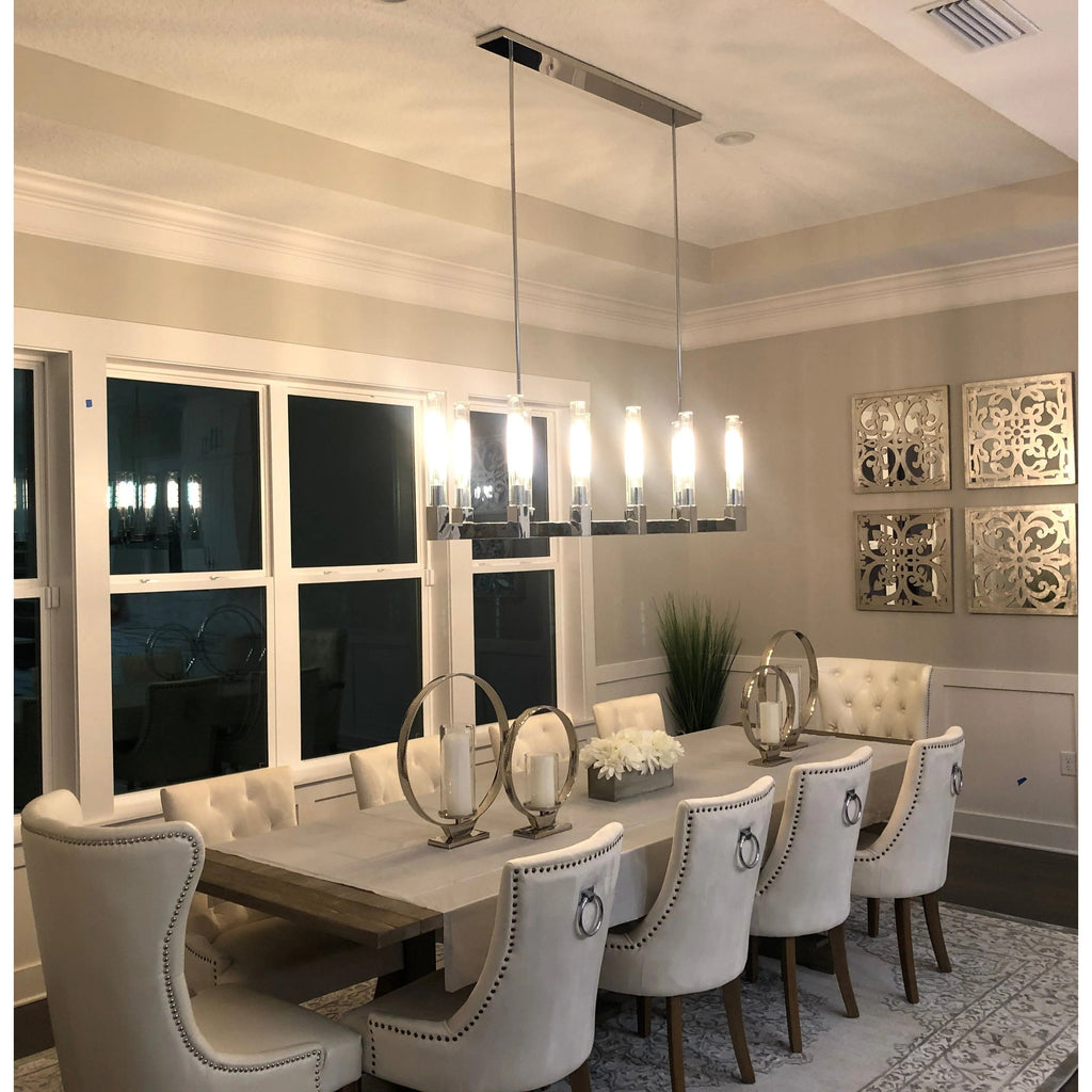 67 Inch Fluted Glass Candlestick Linear Chandelier - Cannele