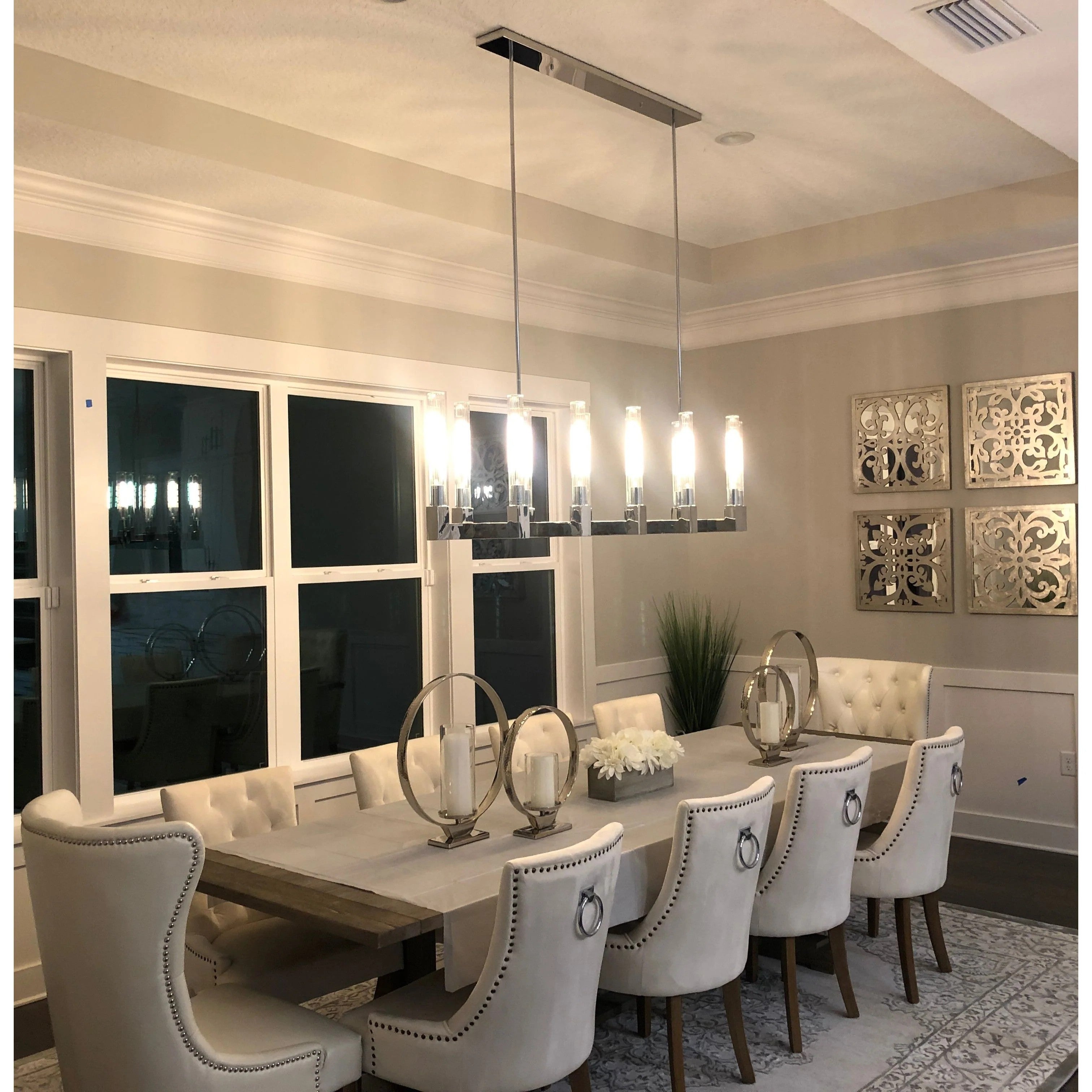 67 Inch Fluted Glass Candlestick Linear Chandelier - Cannele