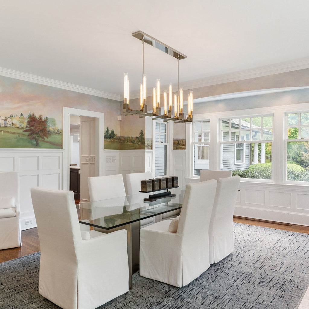 67 Inch Fluted Glass Candlestick Linear Chandelier - Cannele