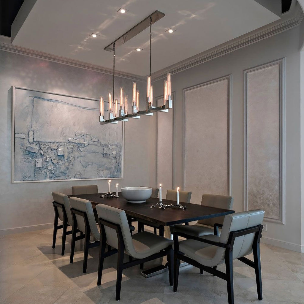 67 Inch Fluted Glass Linear Candle Chandelier - Cannele