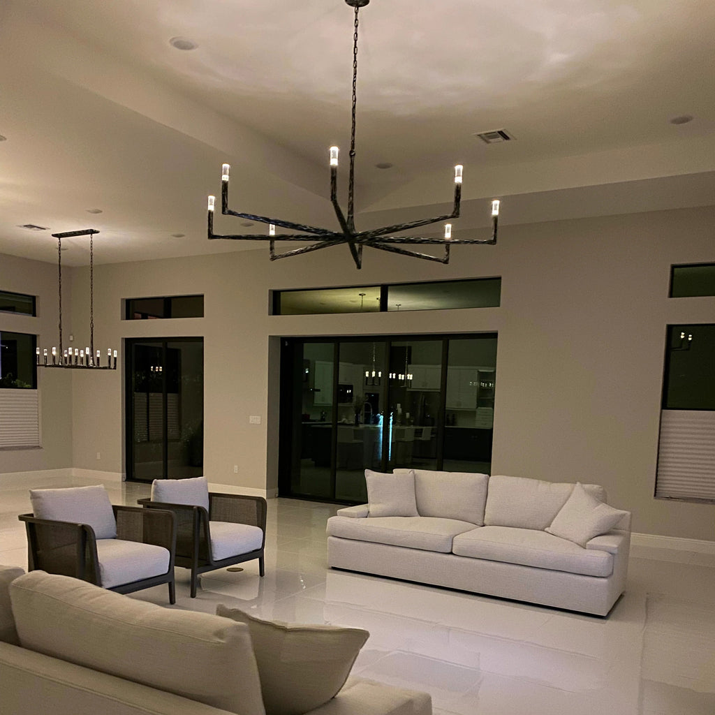 72 Inch Forged Candlestick Arm Chandelier - Thaddeus