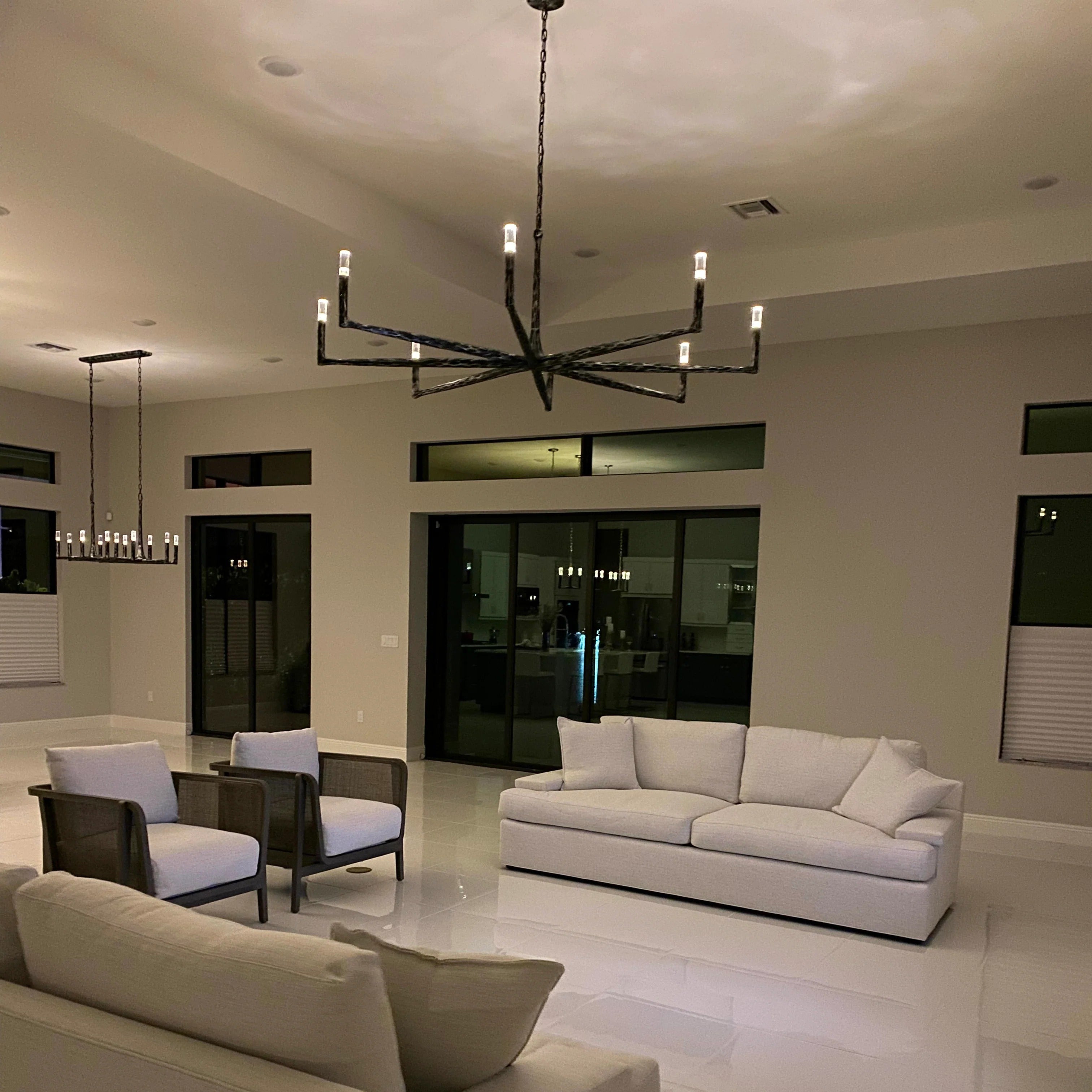 72 Inch Forged Candlestick Arm Chandelier - Thaddeus