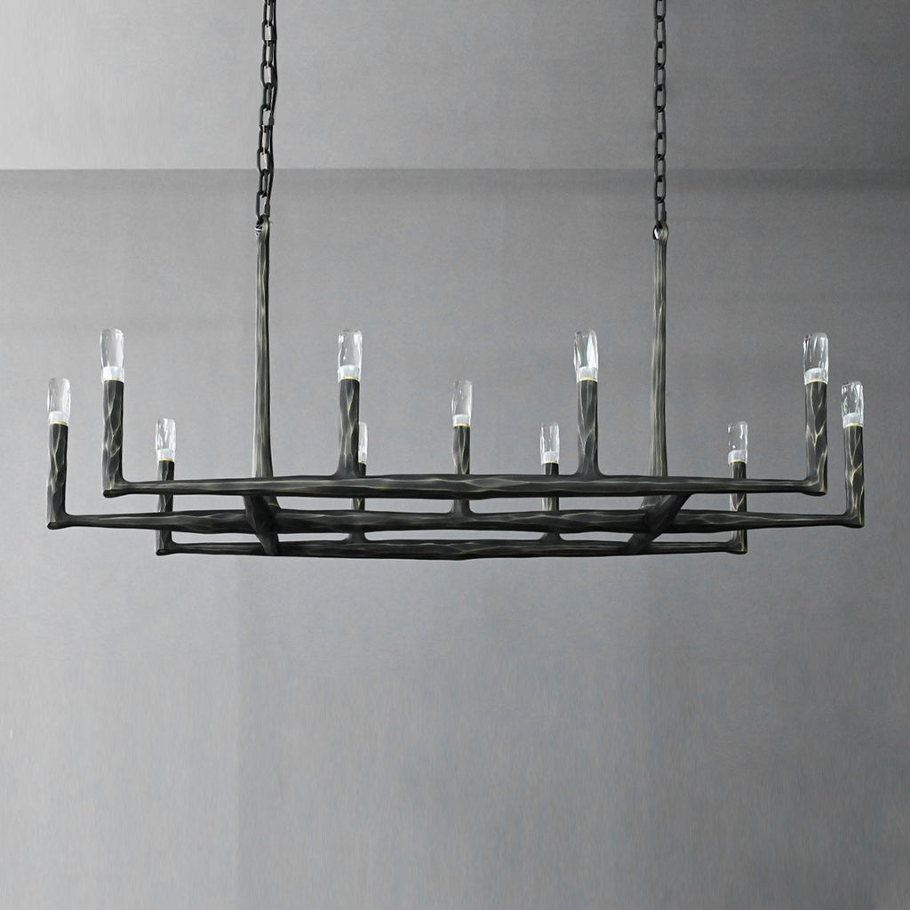 54 Inch Forged Candlestick Linear Chandelier - Thaddeus