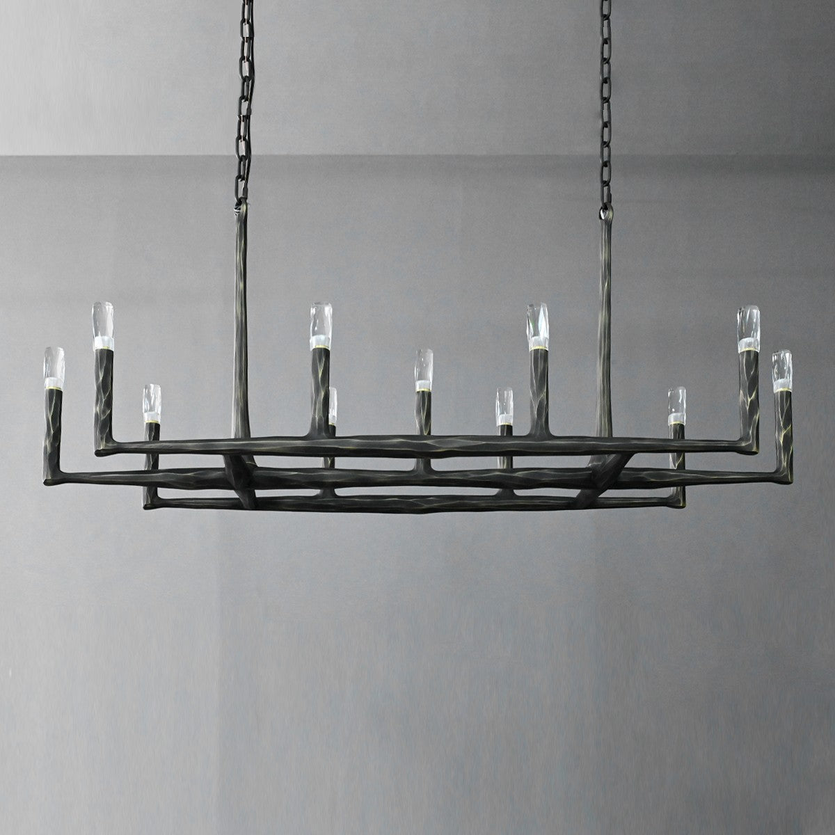 54 Inch Forged Candlestick Linear Chandelier - Thaddeus