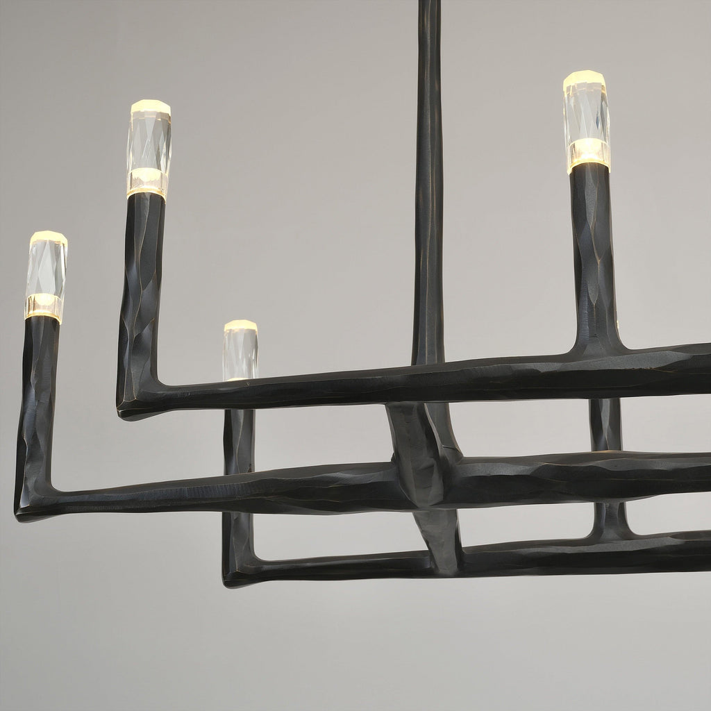 54 Inch Forged Candlestick Linear Chandelier - Thaddeus