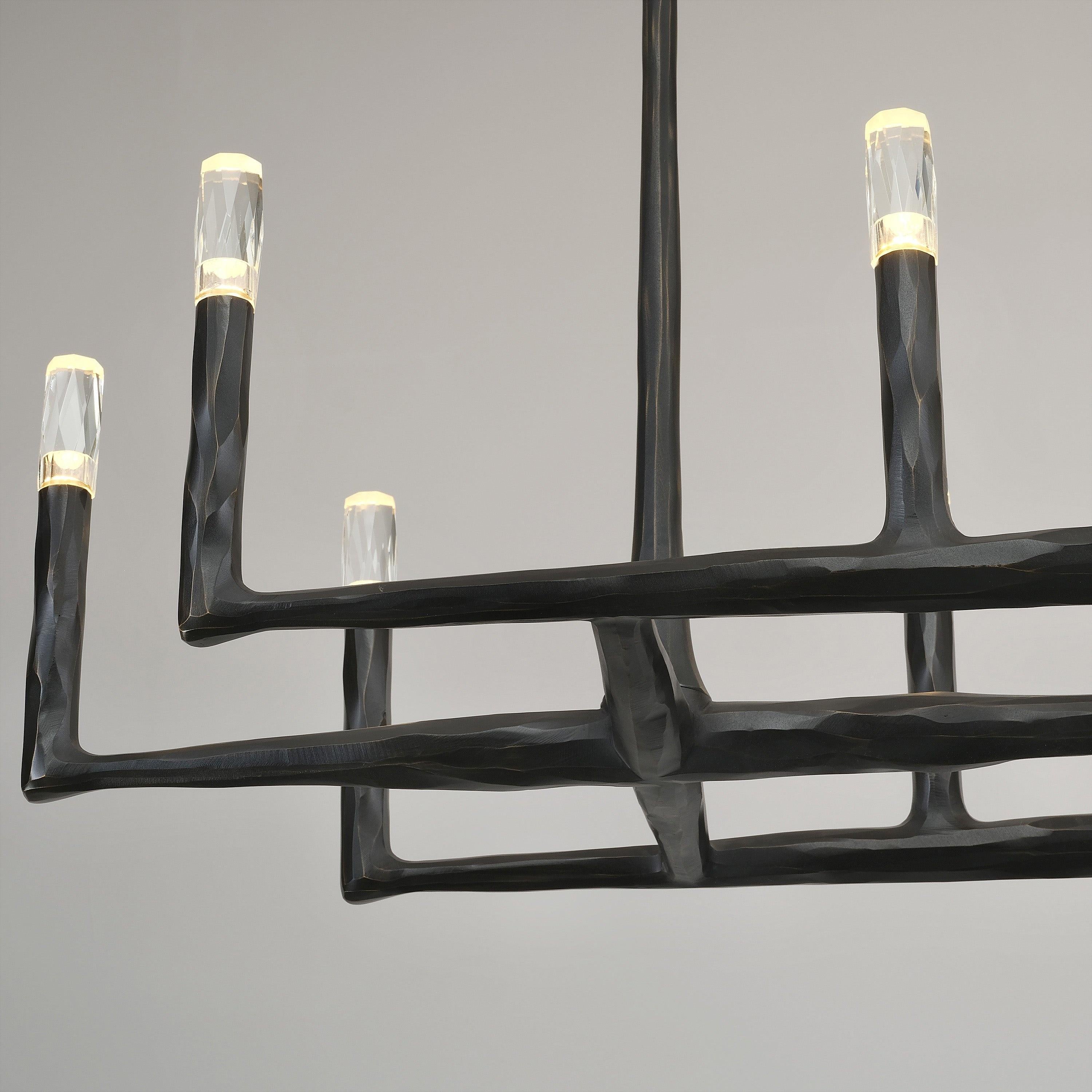 54 Inch Forged Candlestick Linear Chandelier - Thaddeus