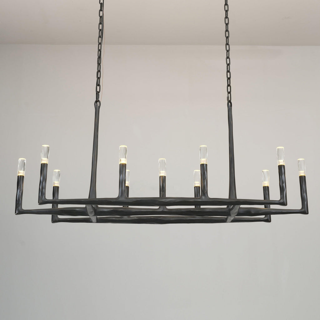 54 Inch Forged Candlestick Linear Chandelier - Thaddeus