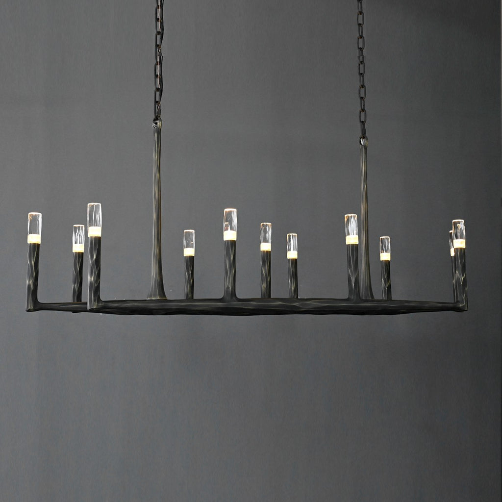 54 Inch Forged Candlestick Linear Chandelier - Thaddeus
