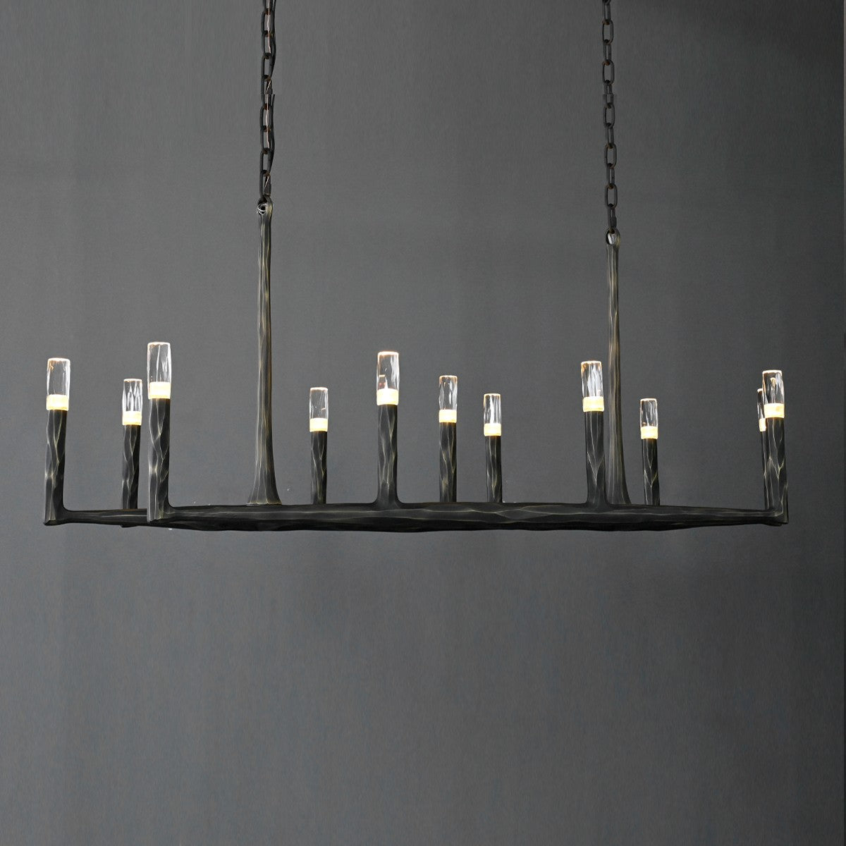 54 Inch Forged Candlestick Linear Chandelier - Thaddeus