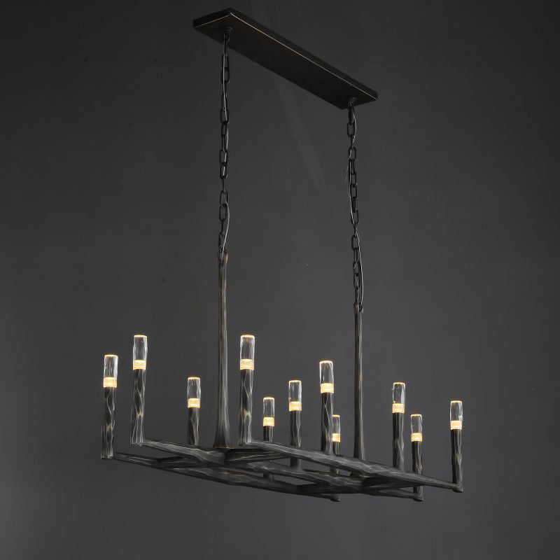 54 Inch Forged Candlestick Linear Chandelier - Thaddeus