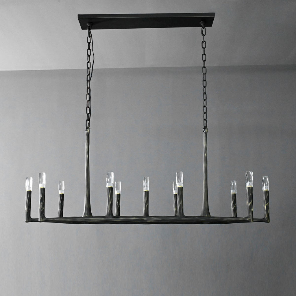 54 Inch Forged Candlestick Linear Chandelier - Thaddeus
