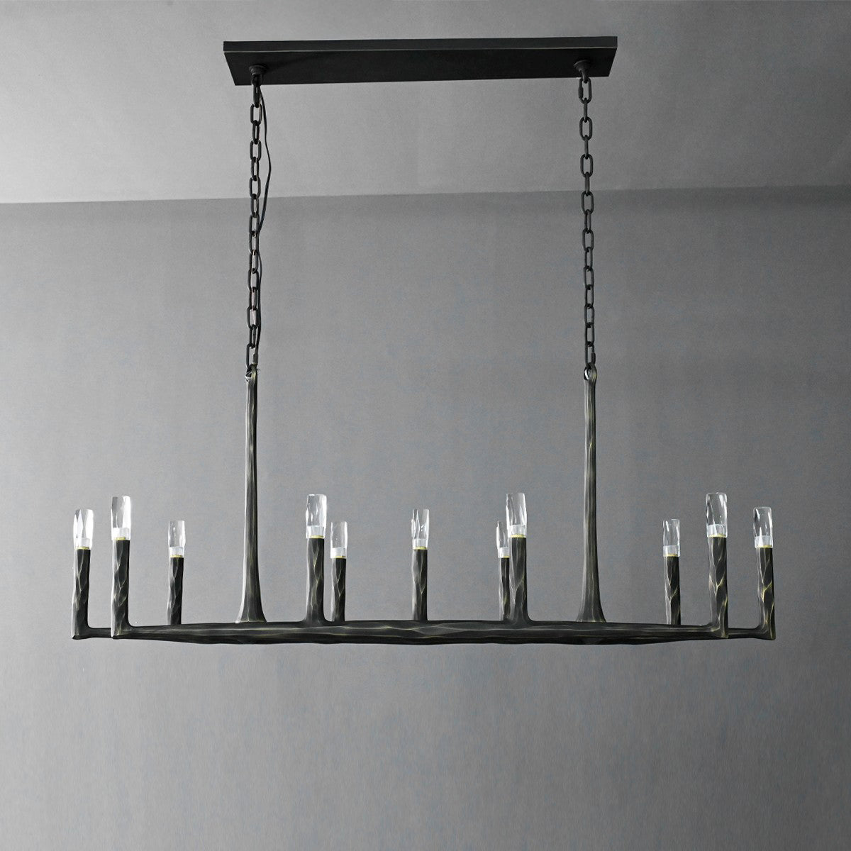 54 Inch Forged Candlestick Linear Chandelier - Thaddeus