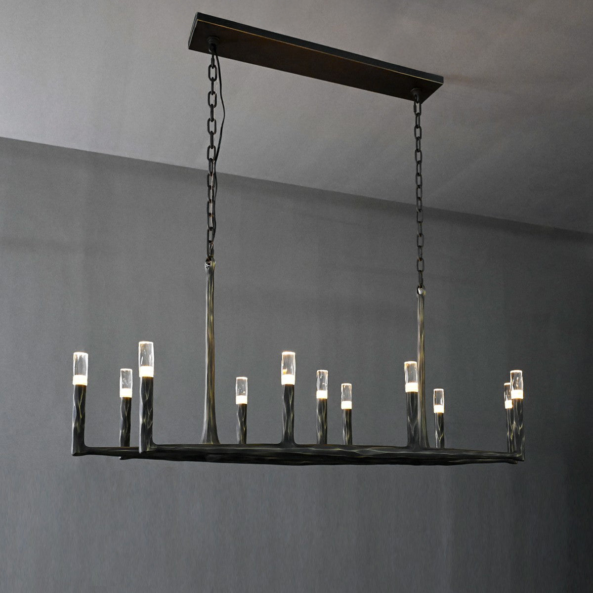 54 Inch Forged Candlestick Linear Chandelier - Thaddeus