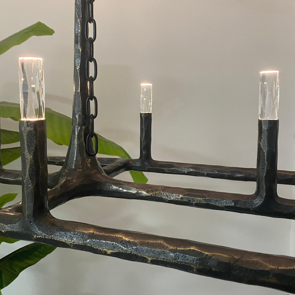72 Inch Forged Candlestick Linear Chandelier - Thaddeus