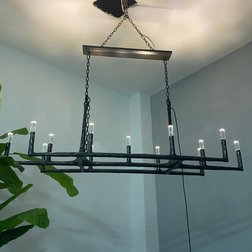 72 Inch Forged Candlestick Linear Chandelier - Thaddeus