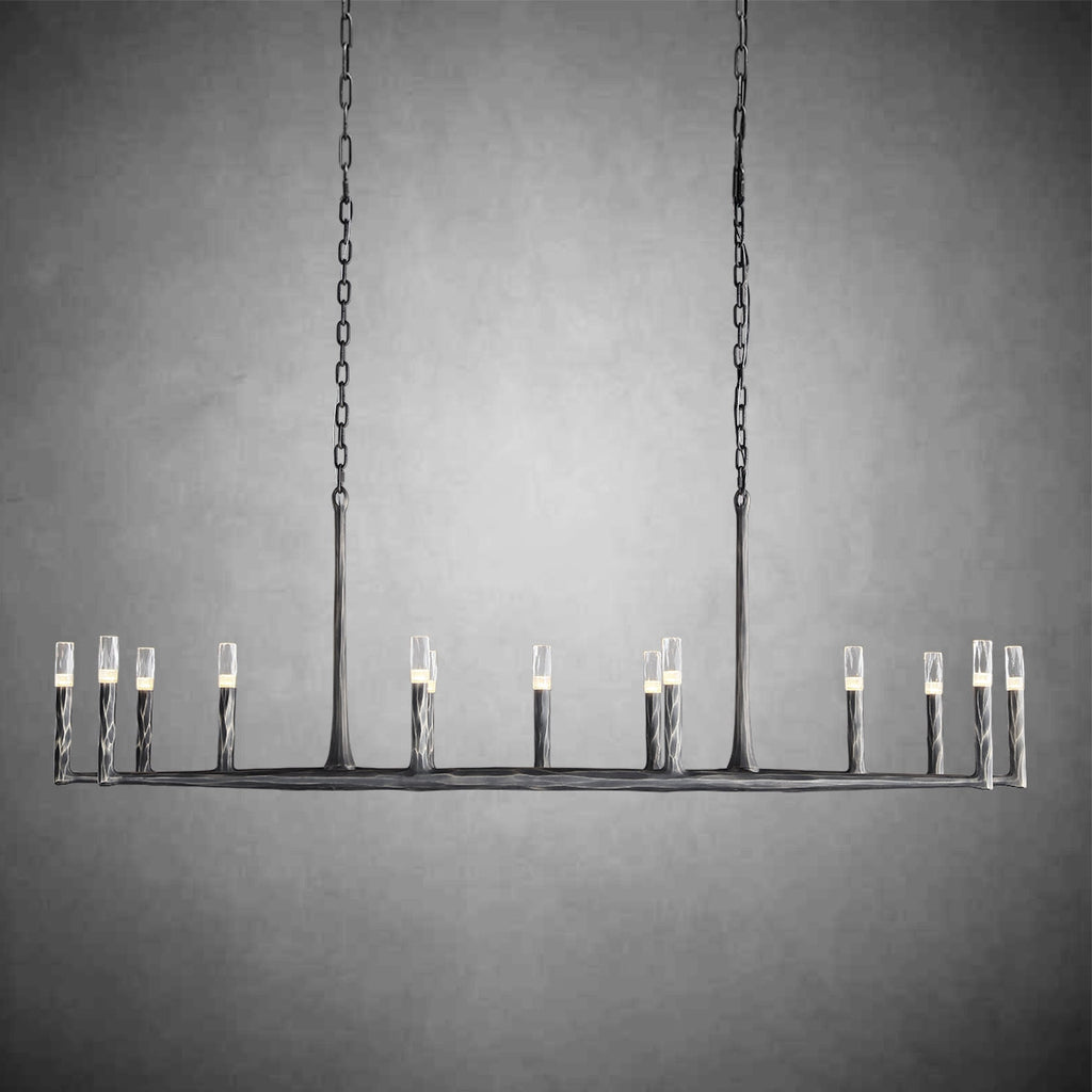 72 Inch Forged Candlestick Linear Chandelier - Thaddeus