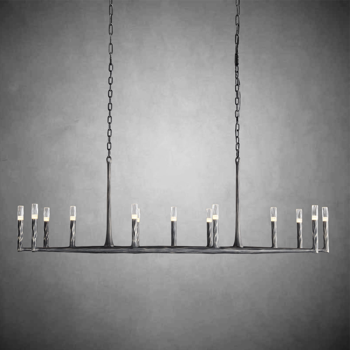 72 Inch Forged Candlestick Linear Chandelier - Thaddeus