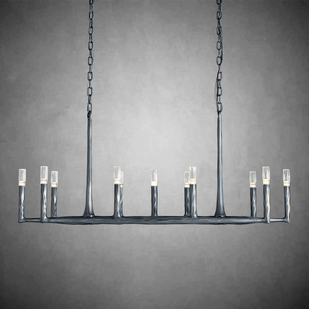 54 Inch Forged Candlestick Linear Chandelier - Thaddeus