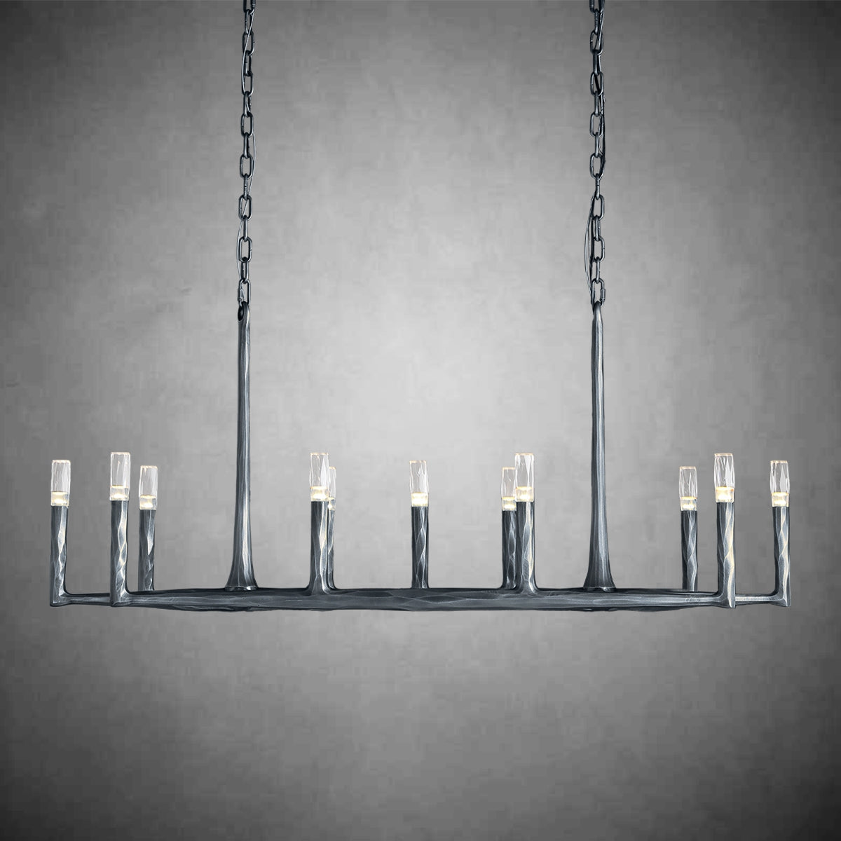 54 Inch Forged Candlestick Linear Chandelier - Thaddeus