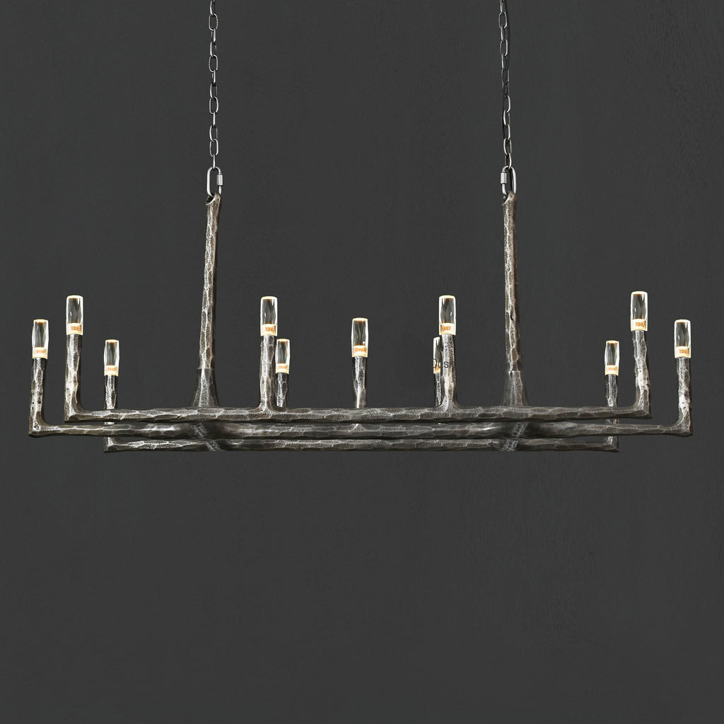 54 Inch Forged Candlestick Linear Chandelier - Thaddeus