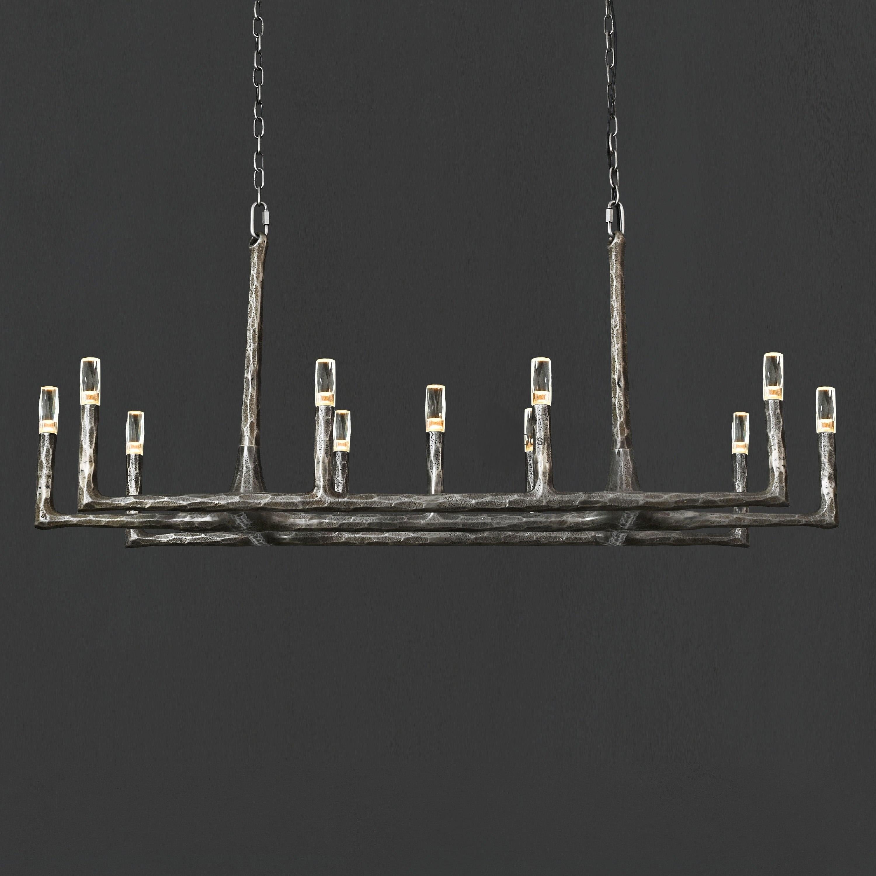 54 Inch Forged Candlestick Linear Chandelier - Thaddeus