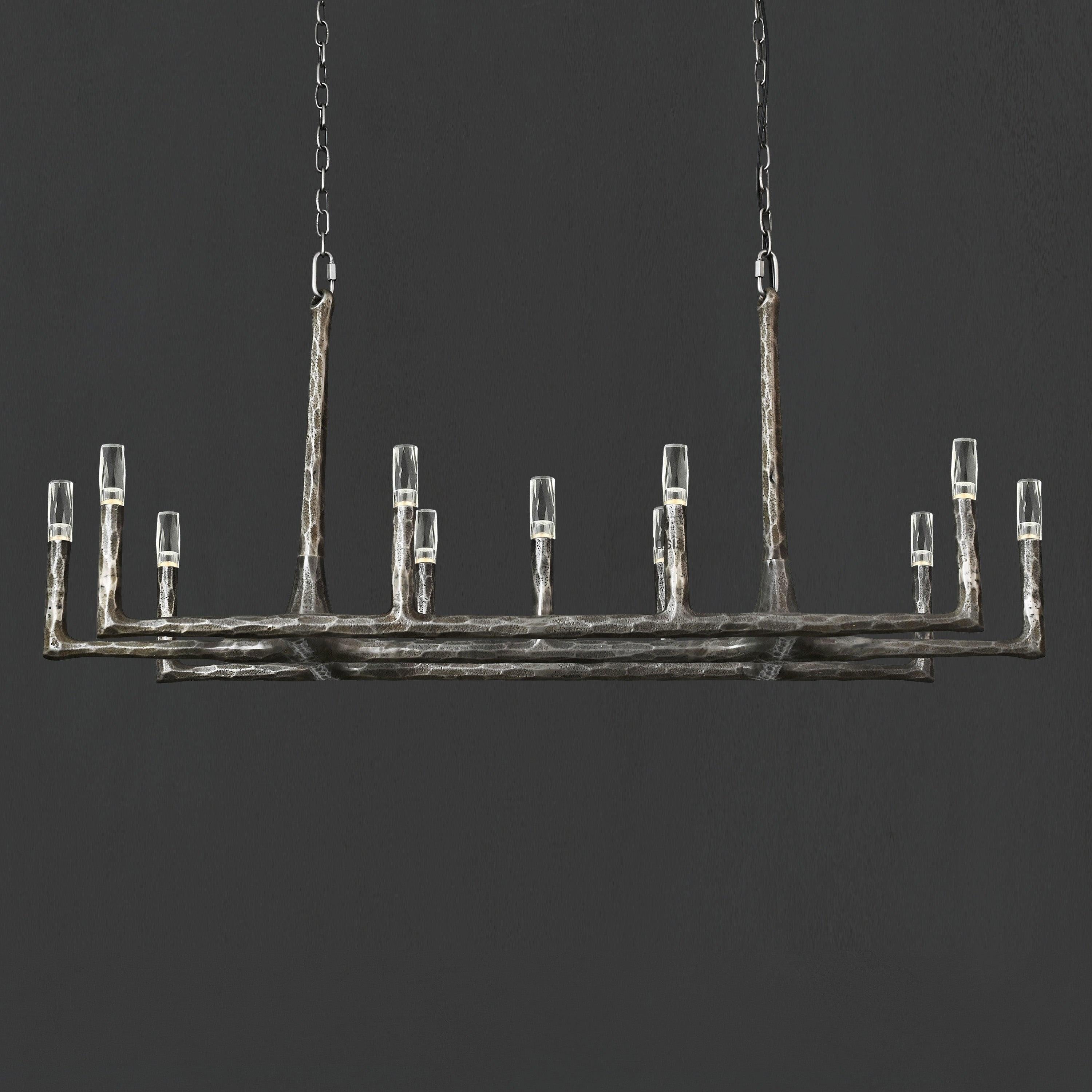 54 Inch Forged Candlestick Linear Chandelier - Thaddeus