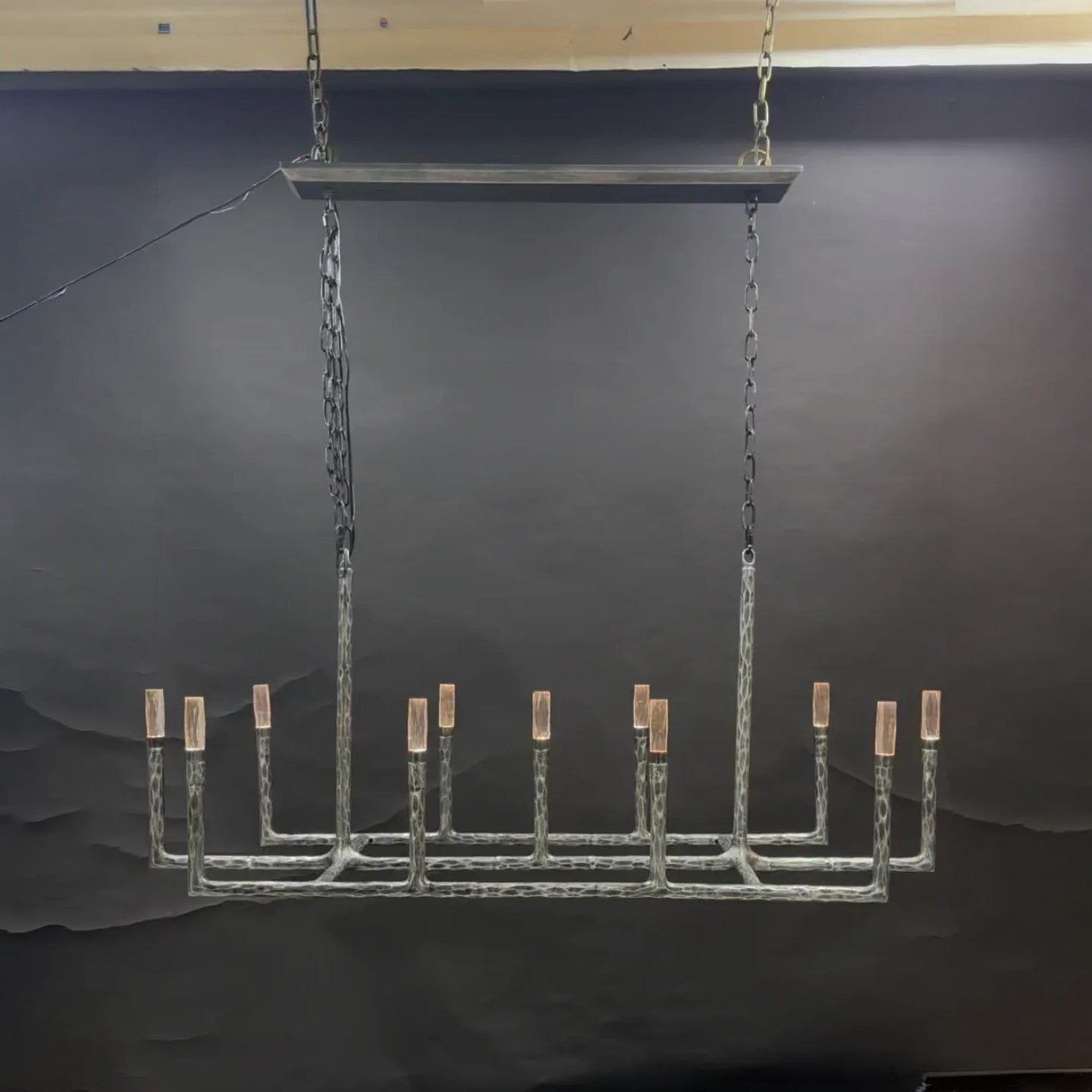 54 Inch Forged Candlestick Linear Chandelier - Thaddeus