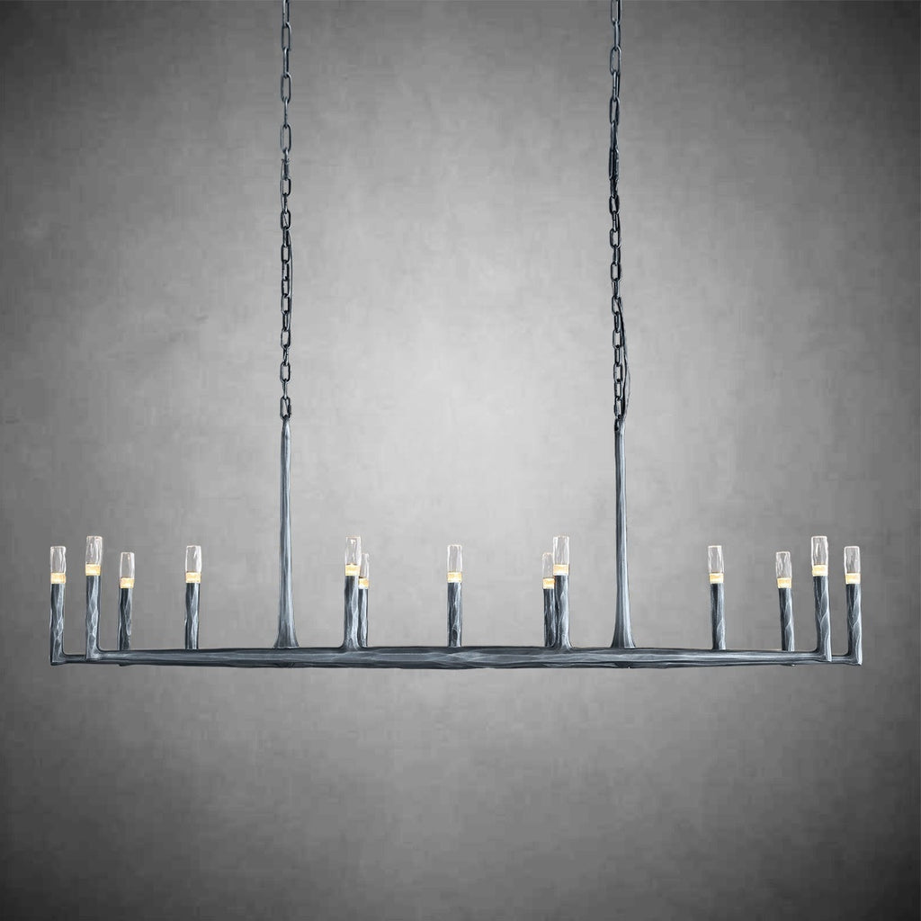 72 Inch Forged Candlestick Linear Chandelier - Thaddeus